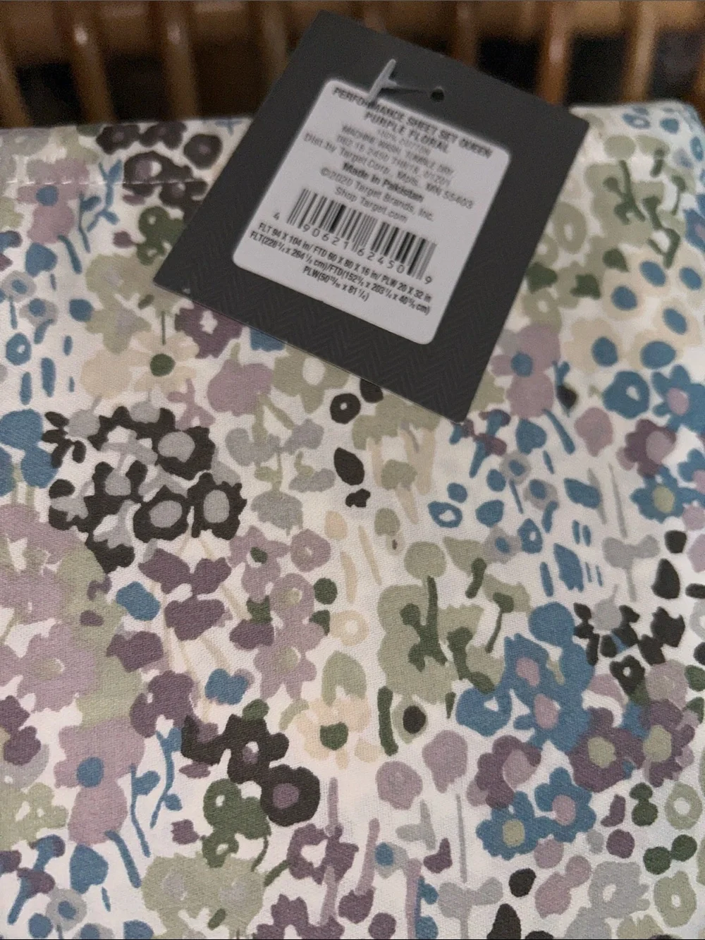 Threshold Performance RARE Queen 100% Cotton Purple Floral Sheet Set